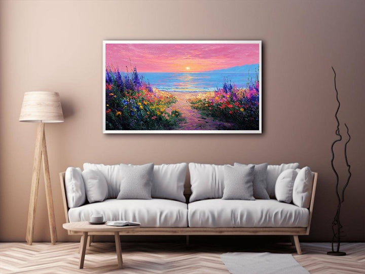Ocean Bloom Sunset Painting