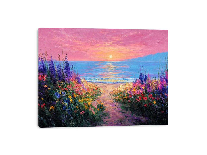 Ocean Bloom Sunset Painting