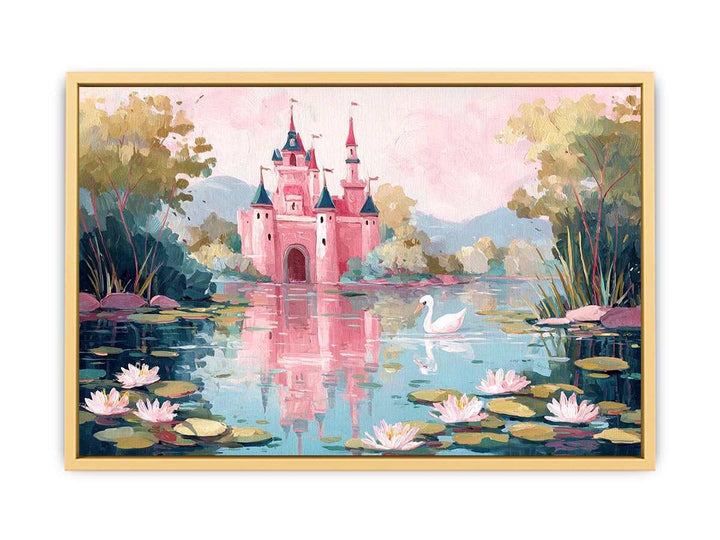Pink Castle Reflections  Streched canvas
