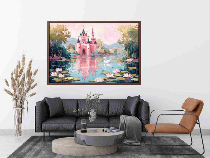 Pink Castle Reflections Painting