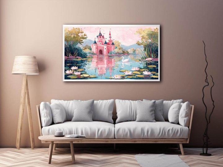 Pink Castle Reflections Painting