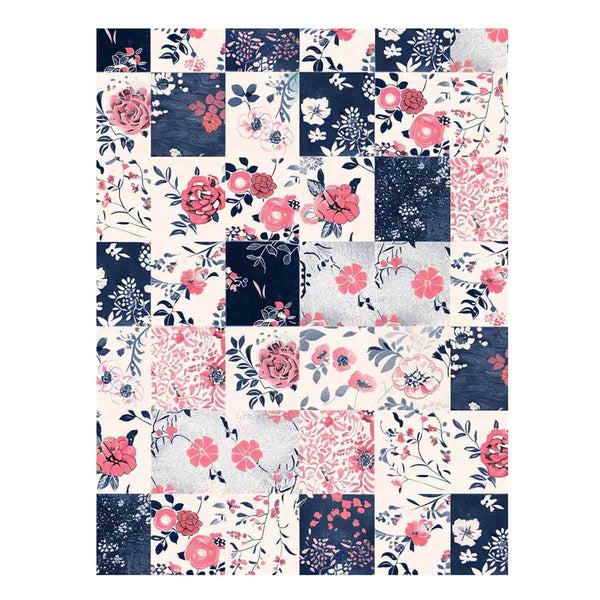 Pink Blue Flowers Patchwork