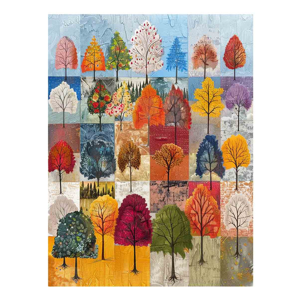 Modern Patchwork Trees Patterns Art | Fame Art Gallery