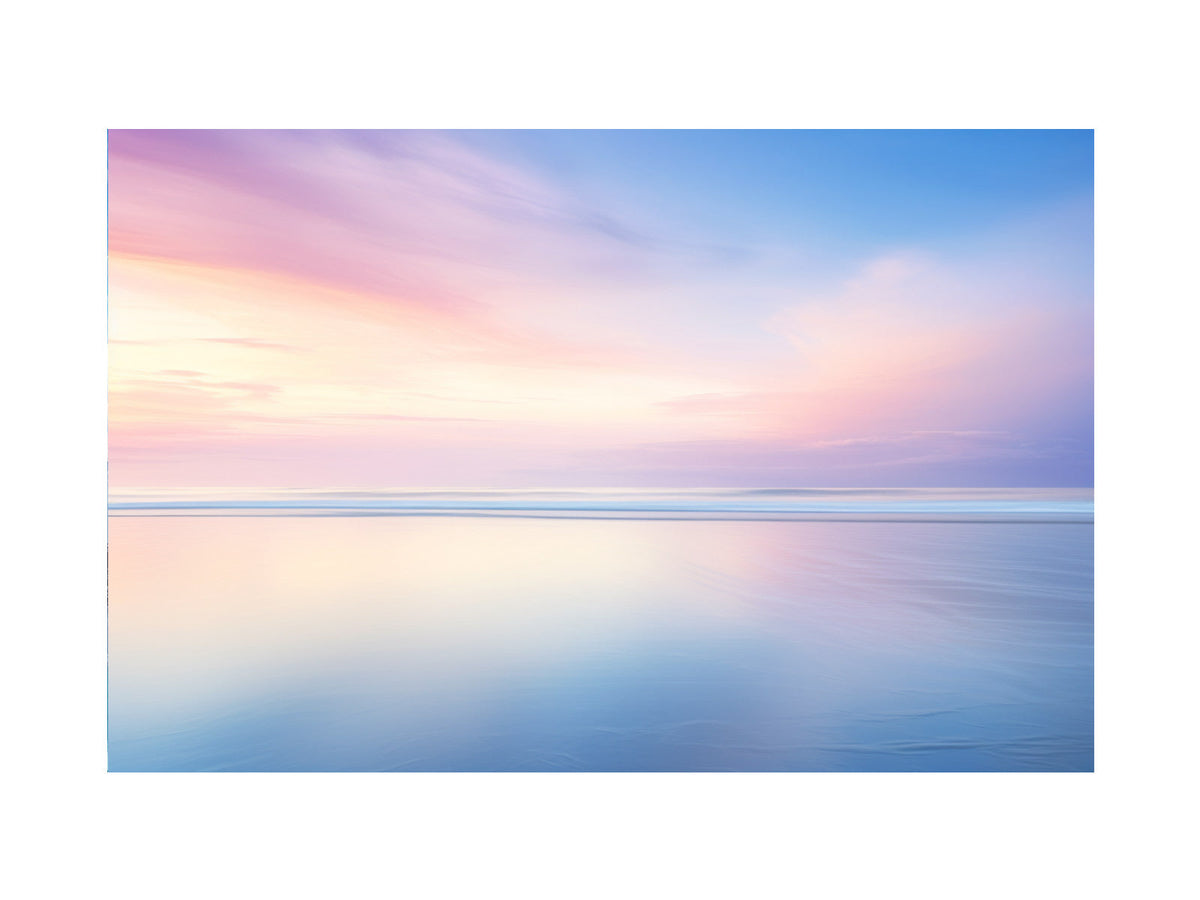 Pastel abstract ocean canvas art for soft modern bedroom decor.