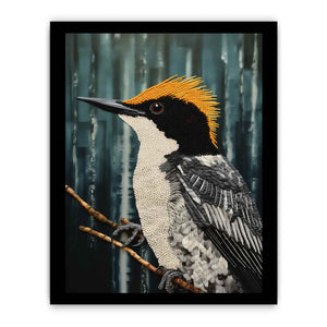Golden crested cockatoo canvas art with moody forest style for modern living room decor.