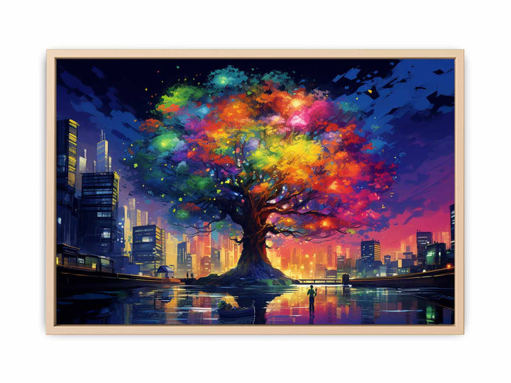 Rainbow Tree In New York Painting framed Print