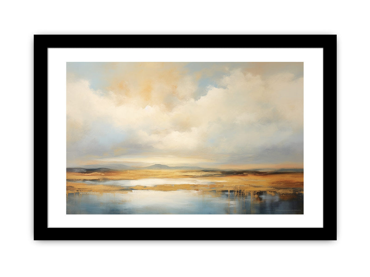 Soft abstract cloud landscape canvas art for airy modern living room decor.