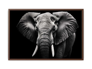 Black and white elephant canvas art for dramatic modern living room or office decor.