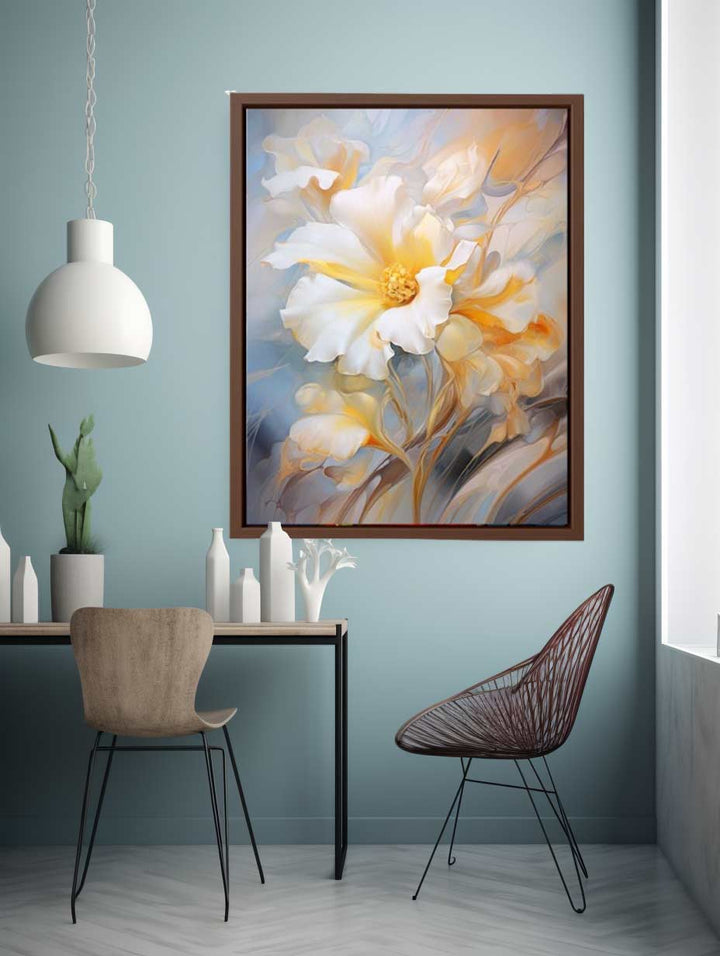 White Yellow Floral Art Print