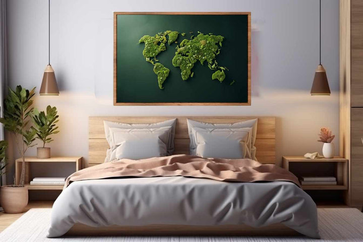 Green World Map Wall  Poster