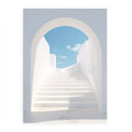 Minimal white stairway architecture canvas art for modern hallway decor.