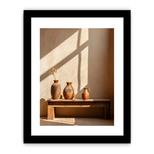 Vintage pottery jug canvas art for warm Mediterranean kitchen decor.