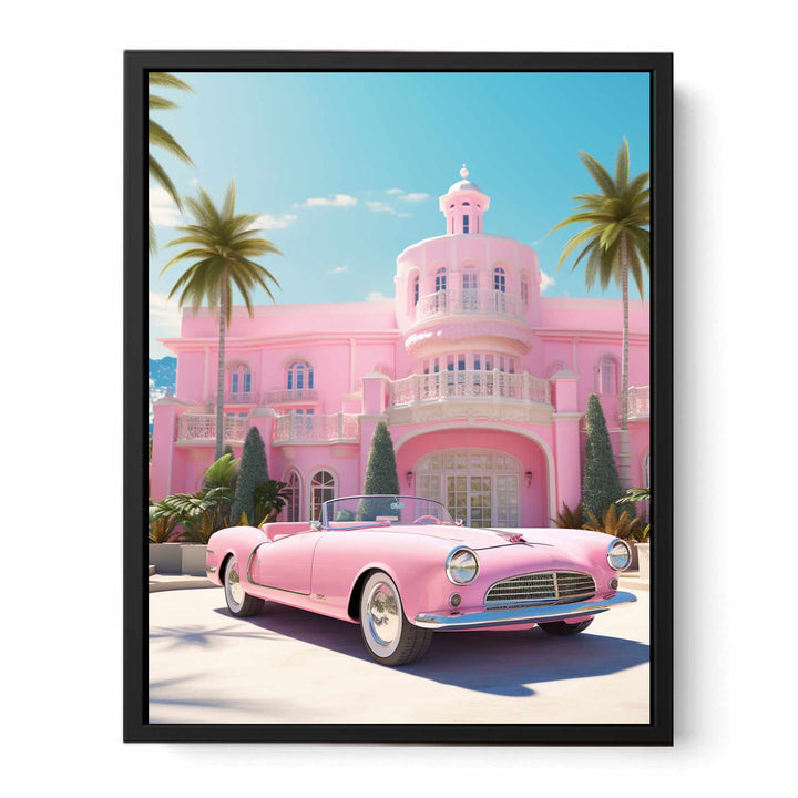 Vintage Home Palace With Car  canvas Print