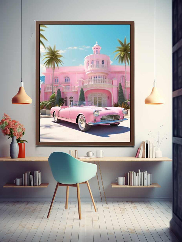 Vintage Home Palace With Car Art Print