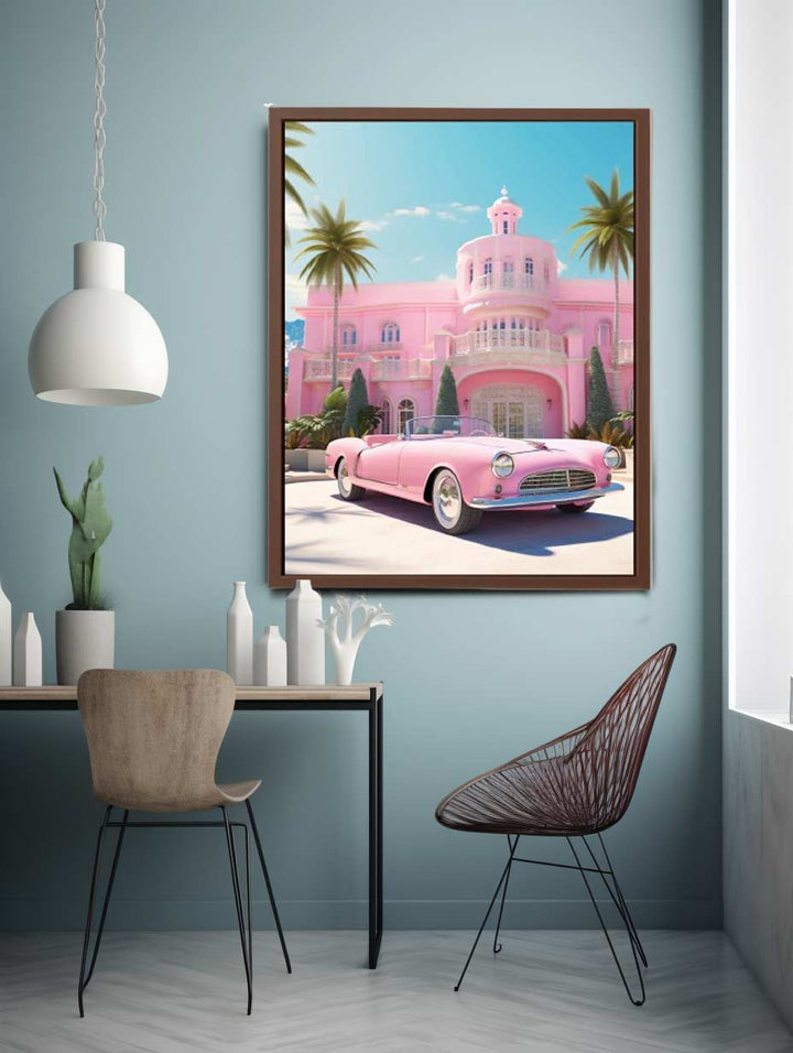 Vintage Home Palace With Car Art Print