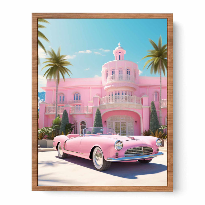 Vintage Home Palace With Car  Painting