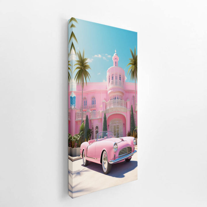 Vintage Home Palace With Car  canvas Print