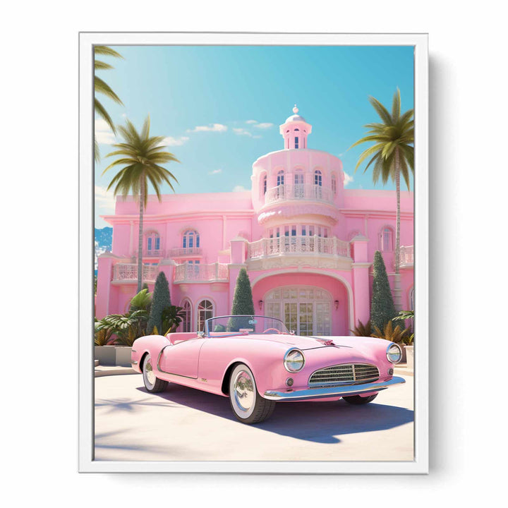 Vintage Home Palace With Car  Painting