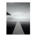 Minimal black and white jetty and ocean canvas art for peaceful bedroom styling.