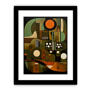 Abstract bronze and olive geometric canvas art for modern luxury interiors.