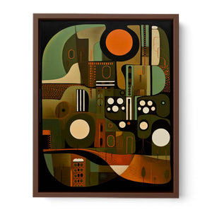 Abstract bronze and olive geometric canvas art for modern luxury interiors.