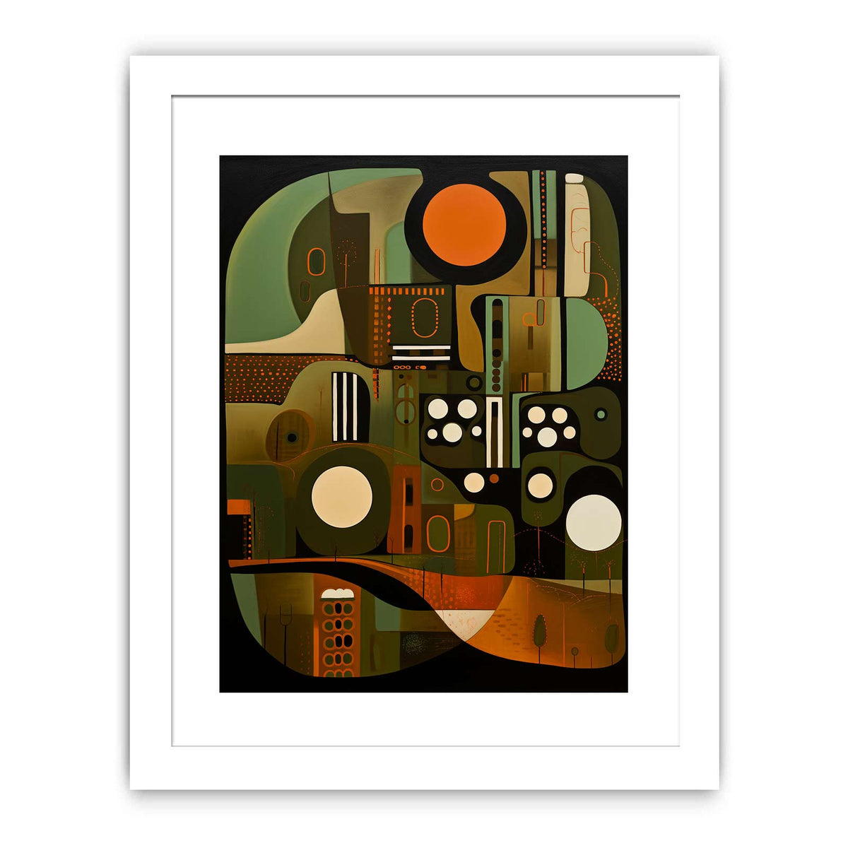 Abstract bronze and olive geometric canvas art for modern luxury interiors.