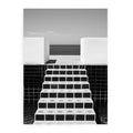 Black and white tiled sea steps canvas art for modern architectural office or hallway decor.