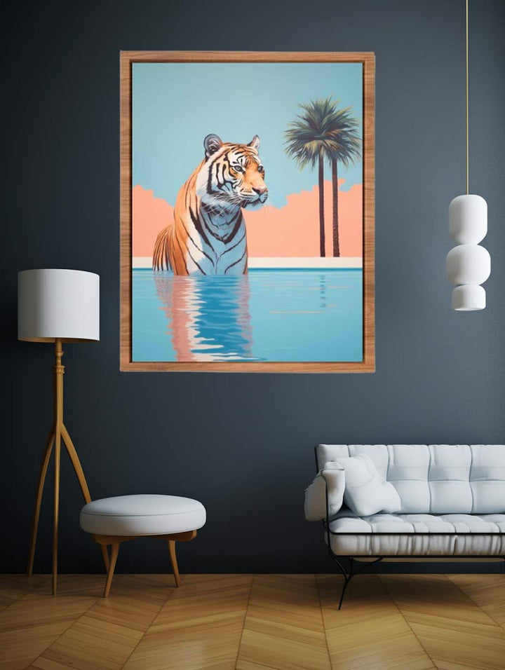 Tiger In Pool Poster