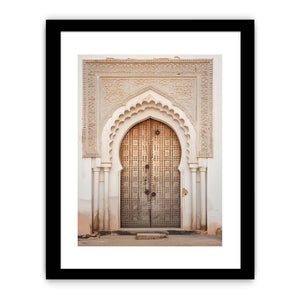 Vertical Moroccan doorway canvas art with carved arch details for elegant entryway decor.