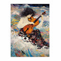 Dreamy violin musician canvas art with ocean waves and pastel colors for creative home decor.