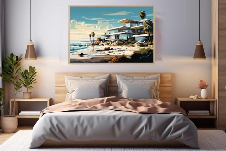 Vintage beach House Art Poster Print