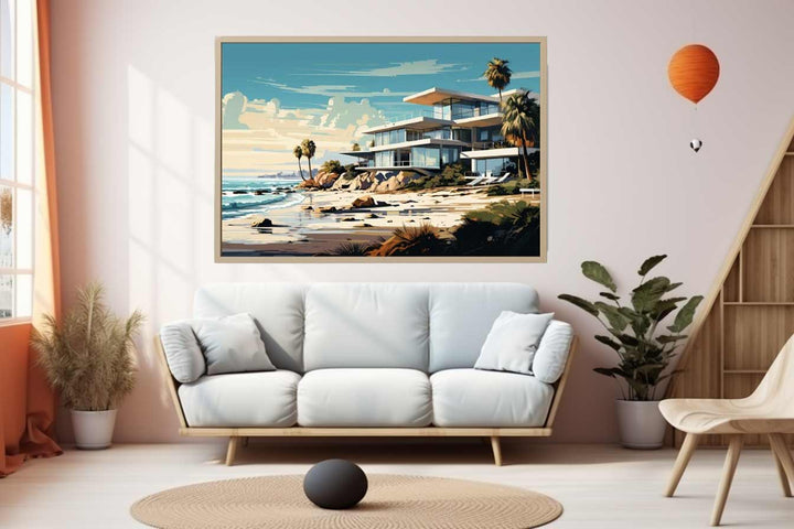 Vintage beach House Art Poster Print