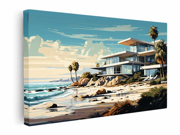 Vintage beach House Art Poster  canvas Print