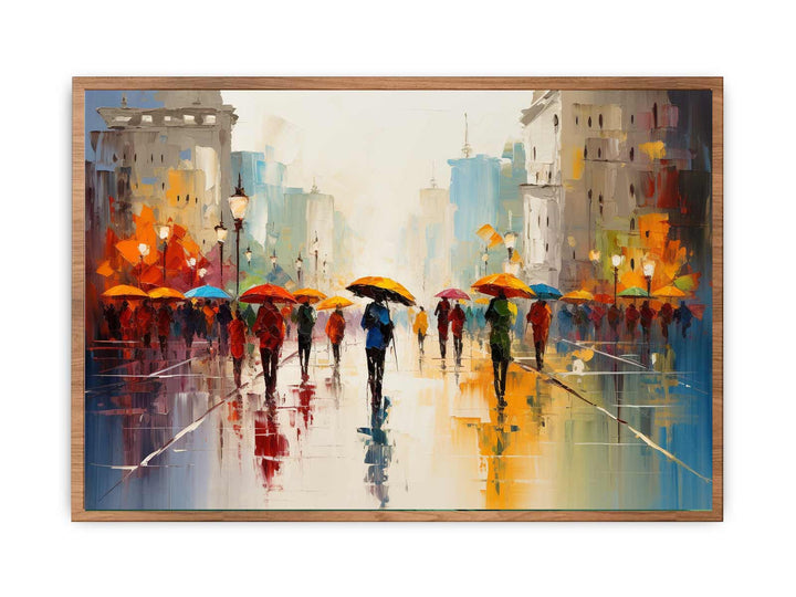 Colorful Umbrellas On The Street Painting  