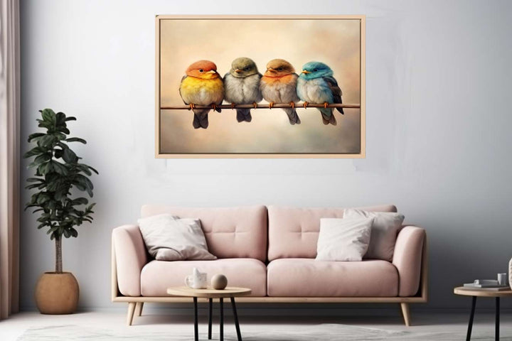 Baby Birds On Wire  Art Print