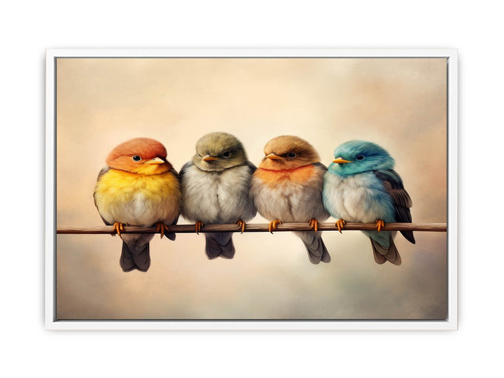 Baby Birds On Wire   Painting