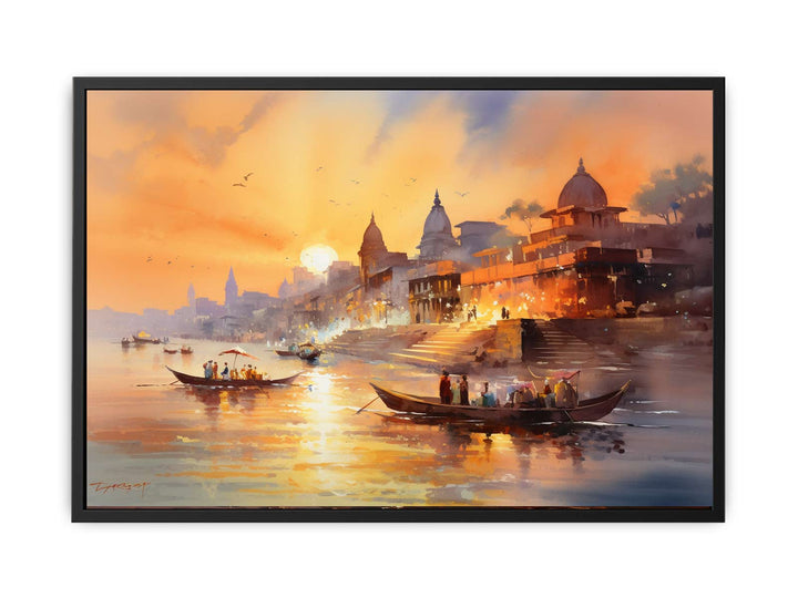 Varanasi Ghat Painting  canvas Print
