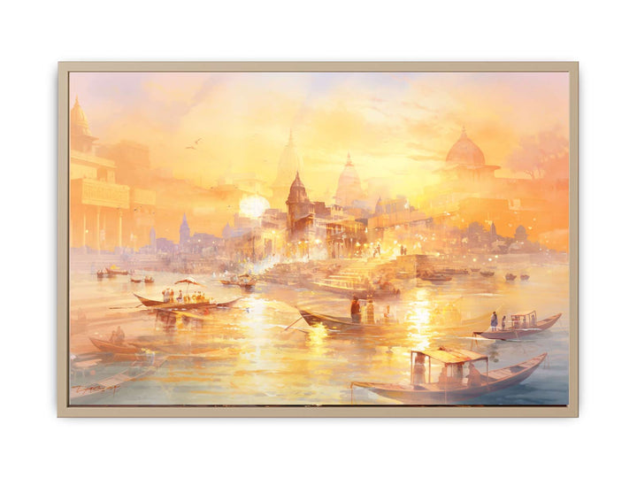 Varanasi Ghat Painting framed Print