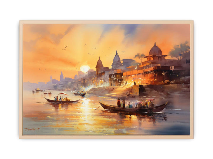 Varanasi Ghat Painting framed Print