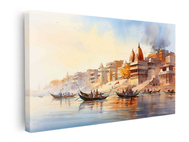 Varanasi Ganga Vintage Painting  canvas Print