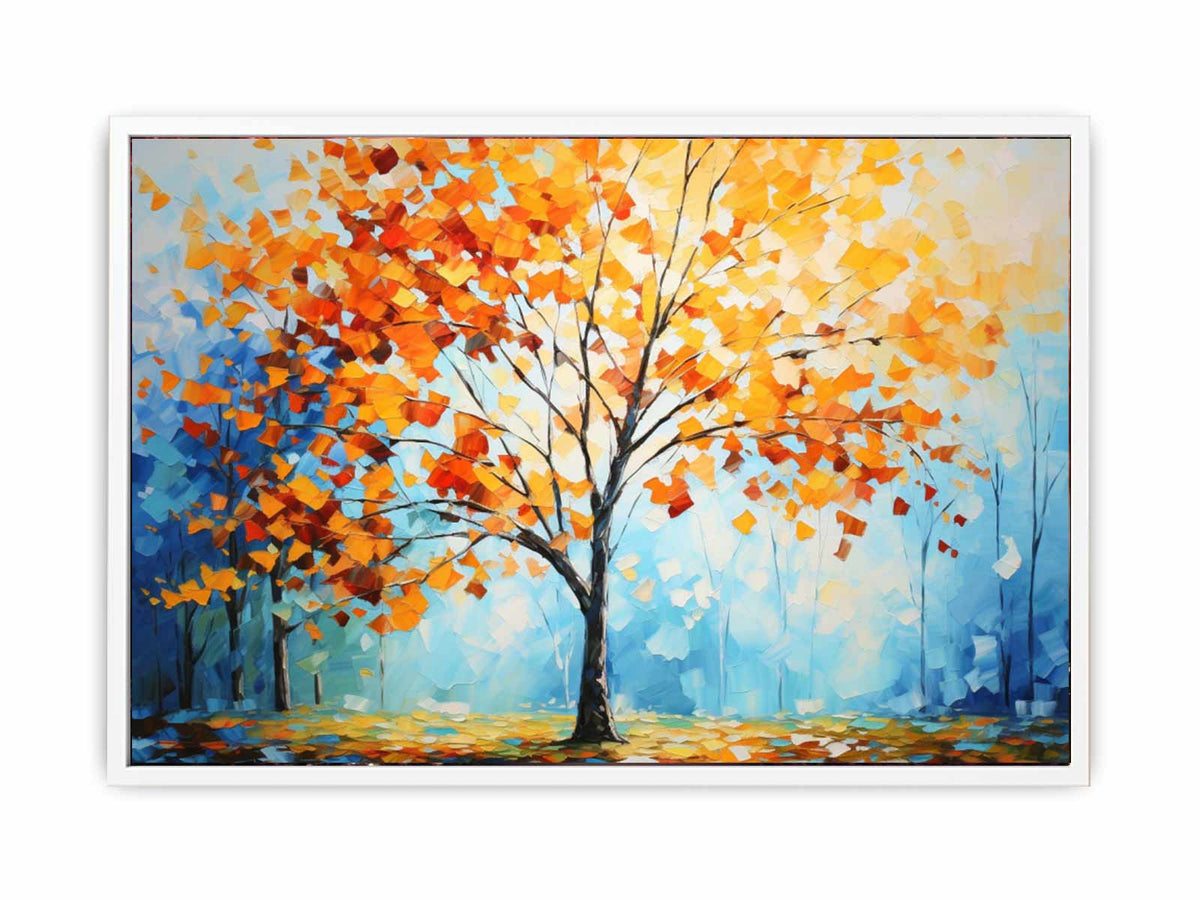 Sunny maple tree forest canvas art for vibrant modern living room decor.