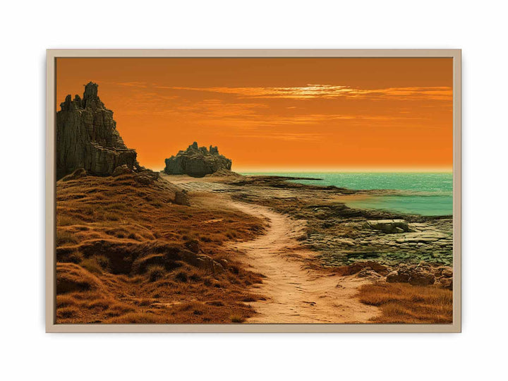 Sand Stones Beach Path  framed Print