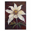Moody ivory flower canvas art with burgundy background for elegant bedroom decor.