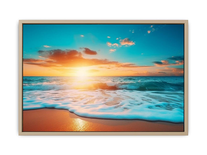 Sunrise Beach Painting framed Print