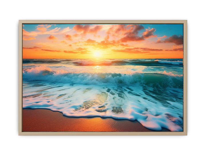Sunset Beach Painting framed Print