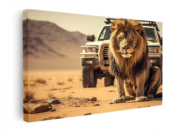 Big Lion In Desert Art  canvas Print