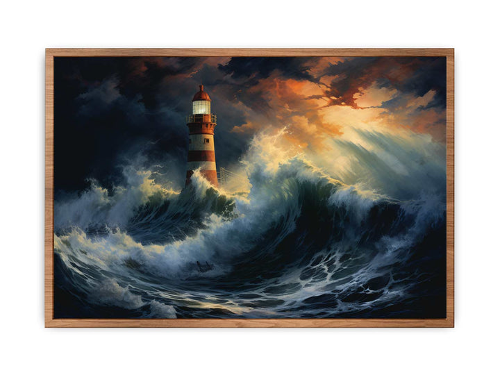 Lighthouse In Storm Painting 