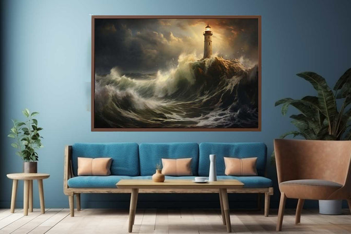 Lighthouse In Storm Art Print
