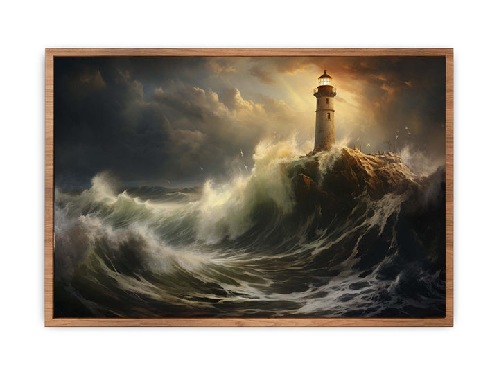 Lighthouse In Storm Print  Painting