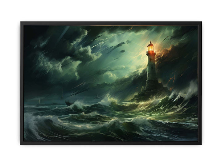 Lighthouse In Storm  canvas Print
